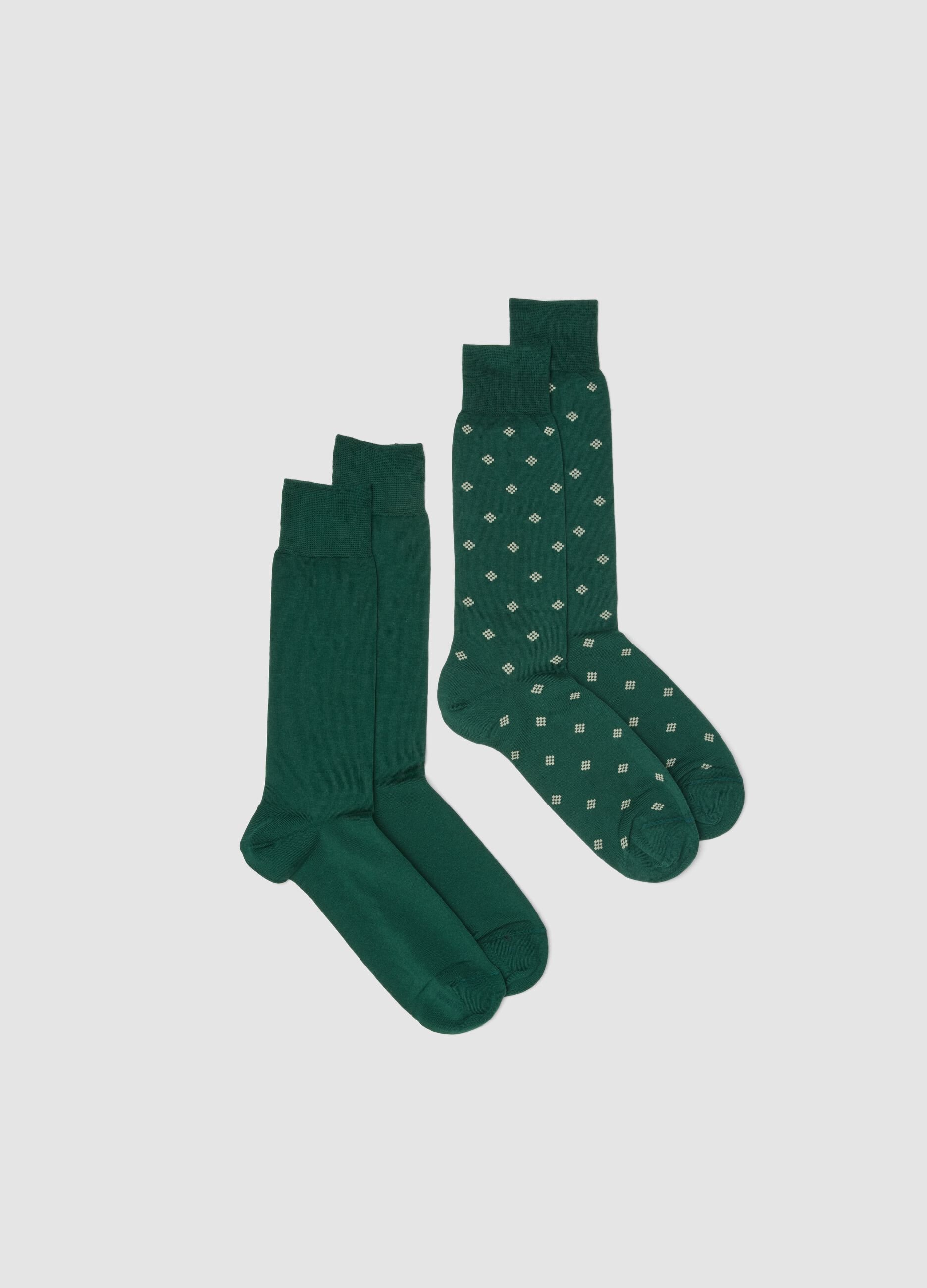 Two-pack of green stretch cotton blend socks