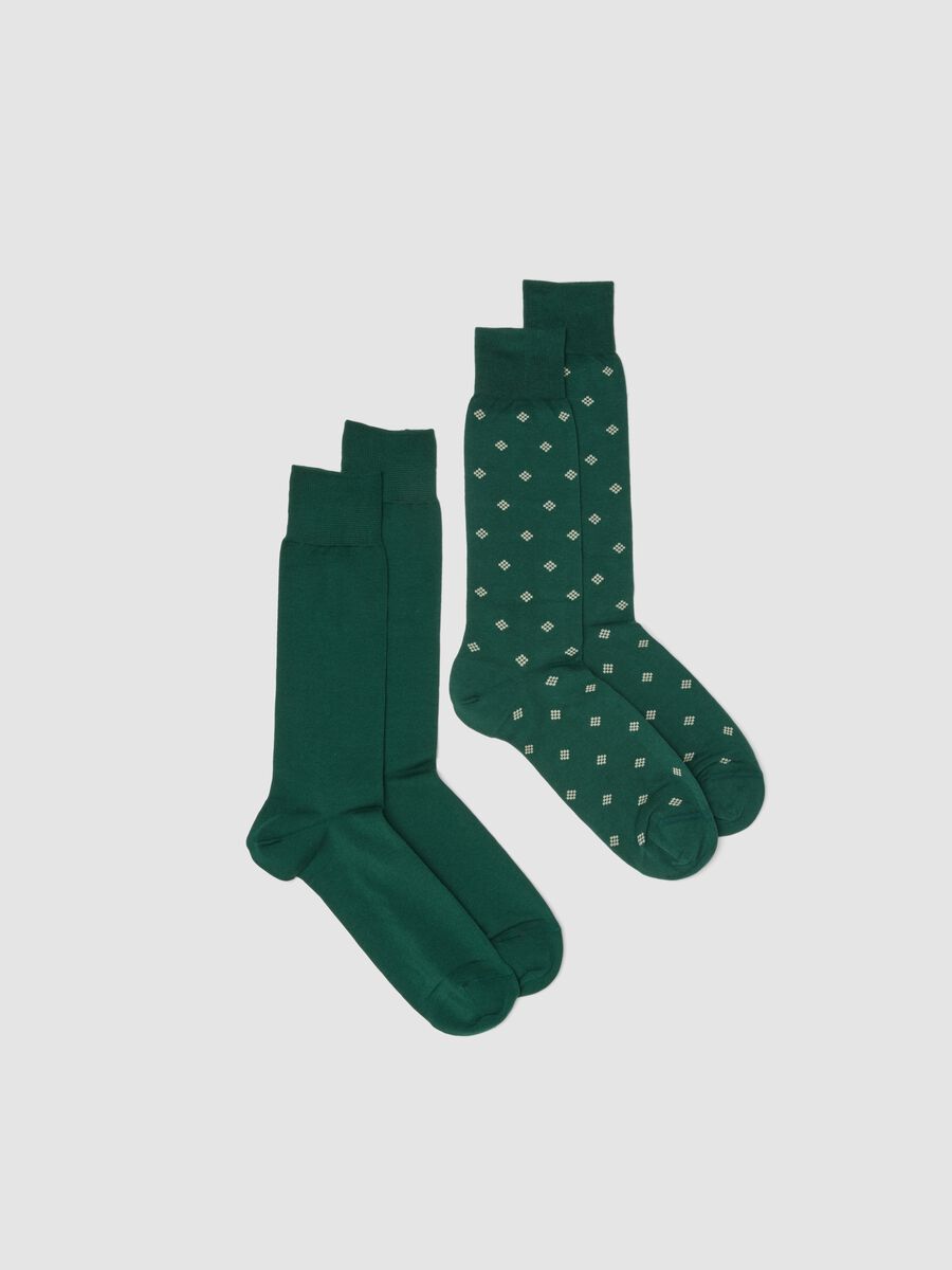 Two-pack of green stretch cotton blend socks_0