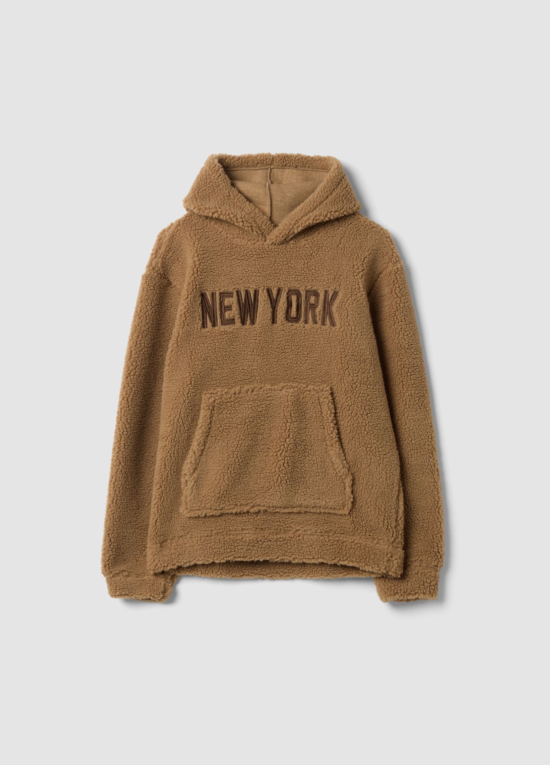Light brown hooded sweatshirt, relaxed fit