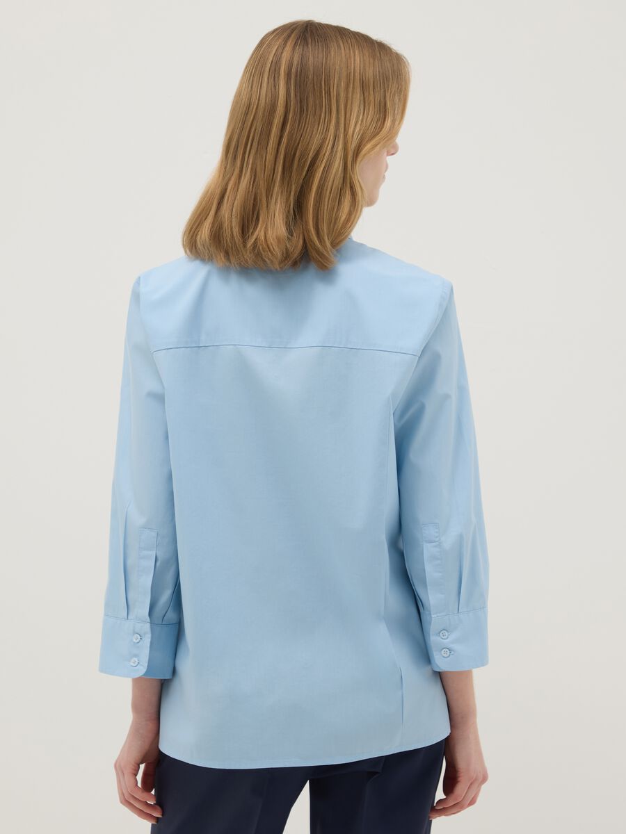 Light blue pure cotton shirt regular fit with three-quarter sleeves_2