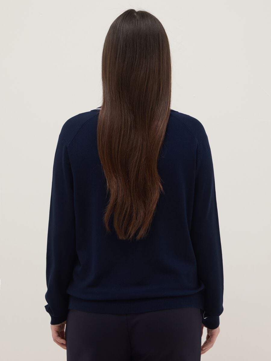 Blue viscose blend jumper with polo collar regular fit_2