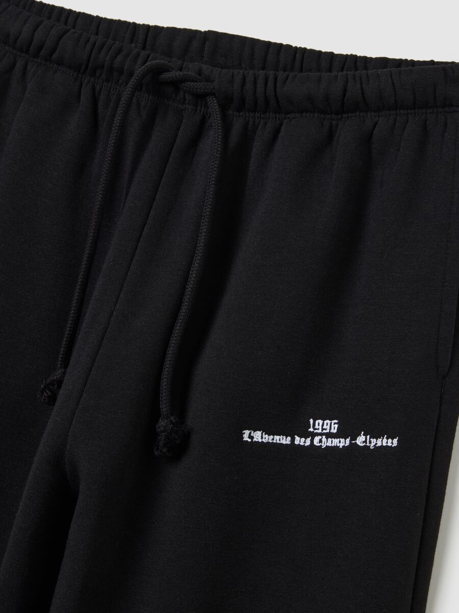 Black cotton blend trousers with regular fit_5