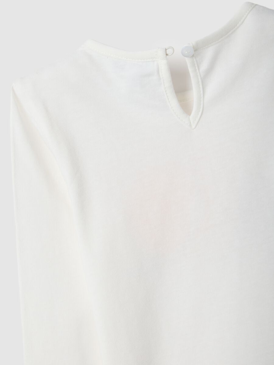 Girls' white long sleeve pure cotton t-shirt with bee_3