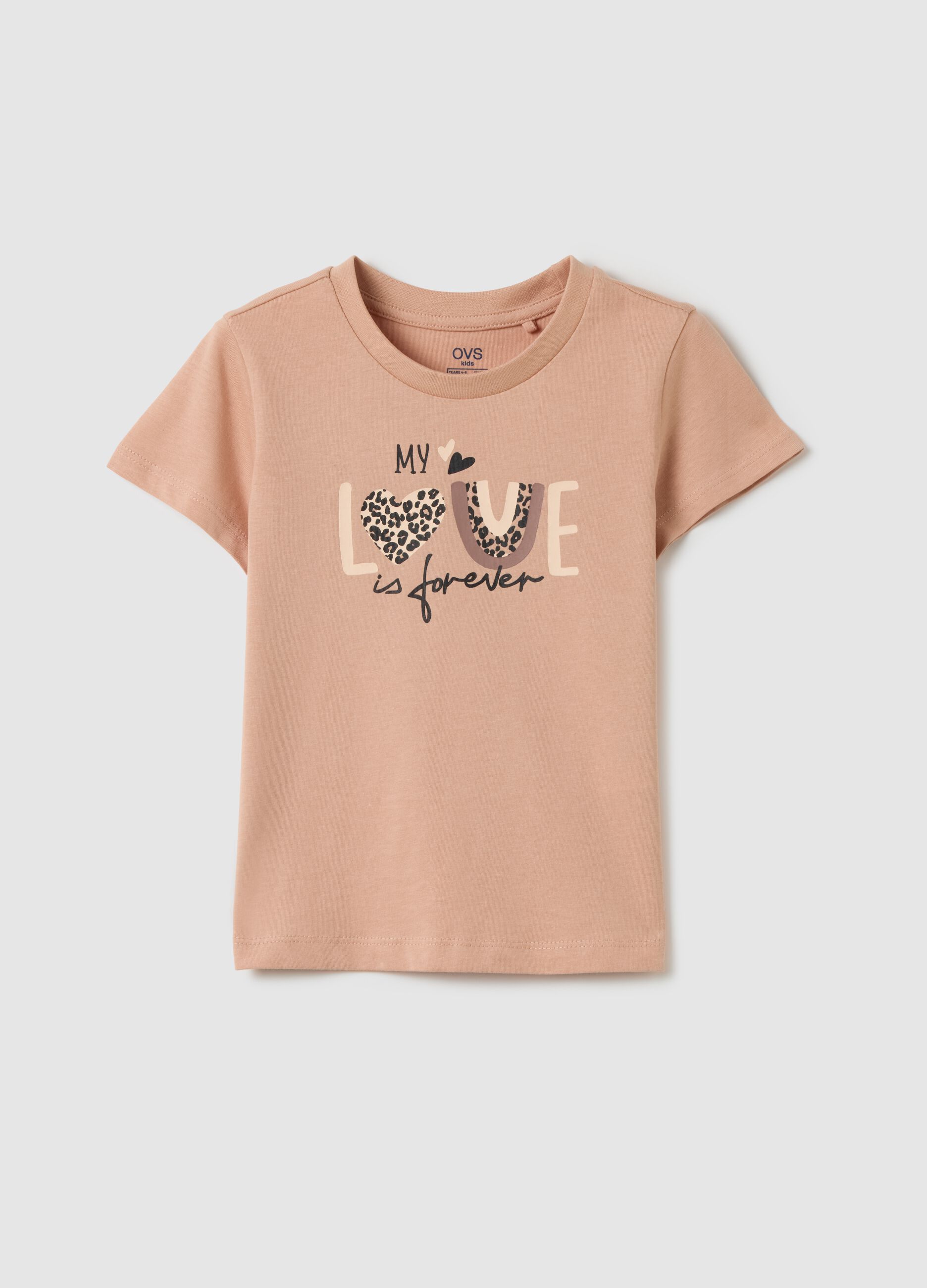 Girl's Girls' pink regular-fit T-shirt in 100% cotton OVS