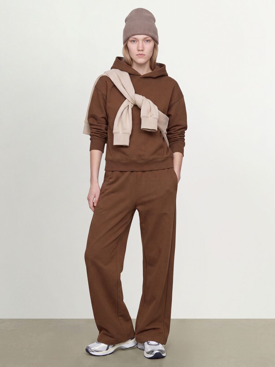 Brown cotton-blend straight-fit joggers_0