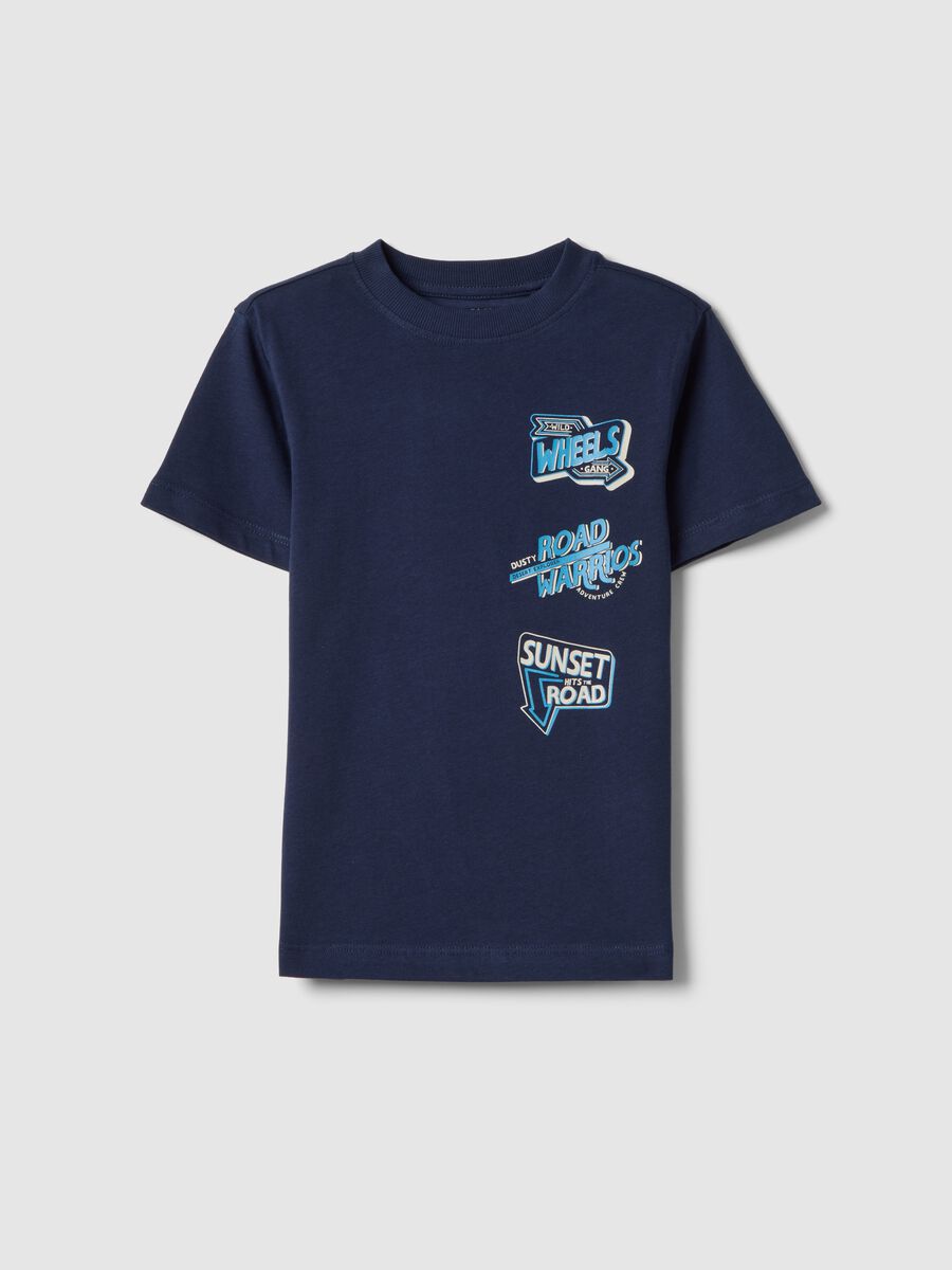 Boy's blue pure cotton regular fit t-shirt with print_0