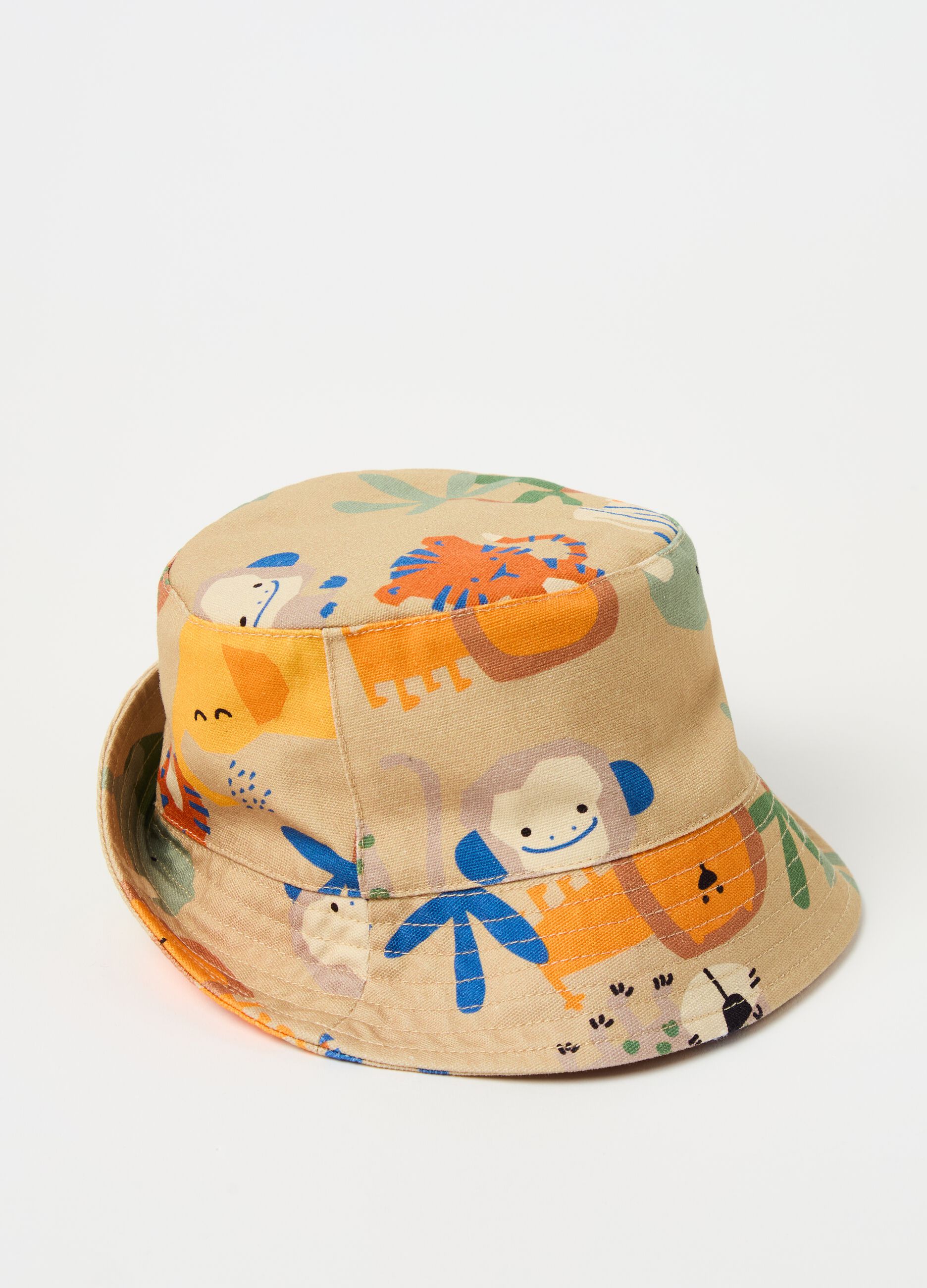 FAGOTTINO Baby Boy's Beige Fishing hat with print