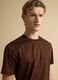 Brown pure cotton jersey T-shirt with relaxed fit crew neck_0