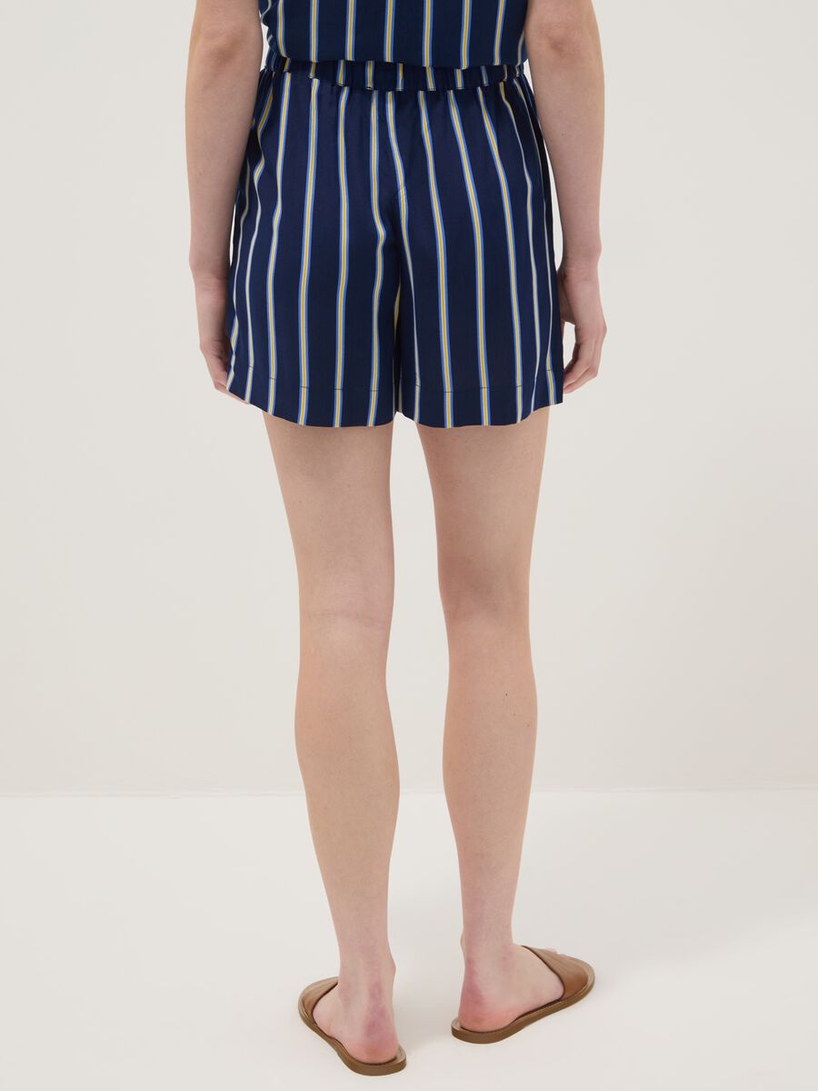 Blue striped pure viscose shorts_2