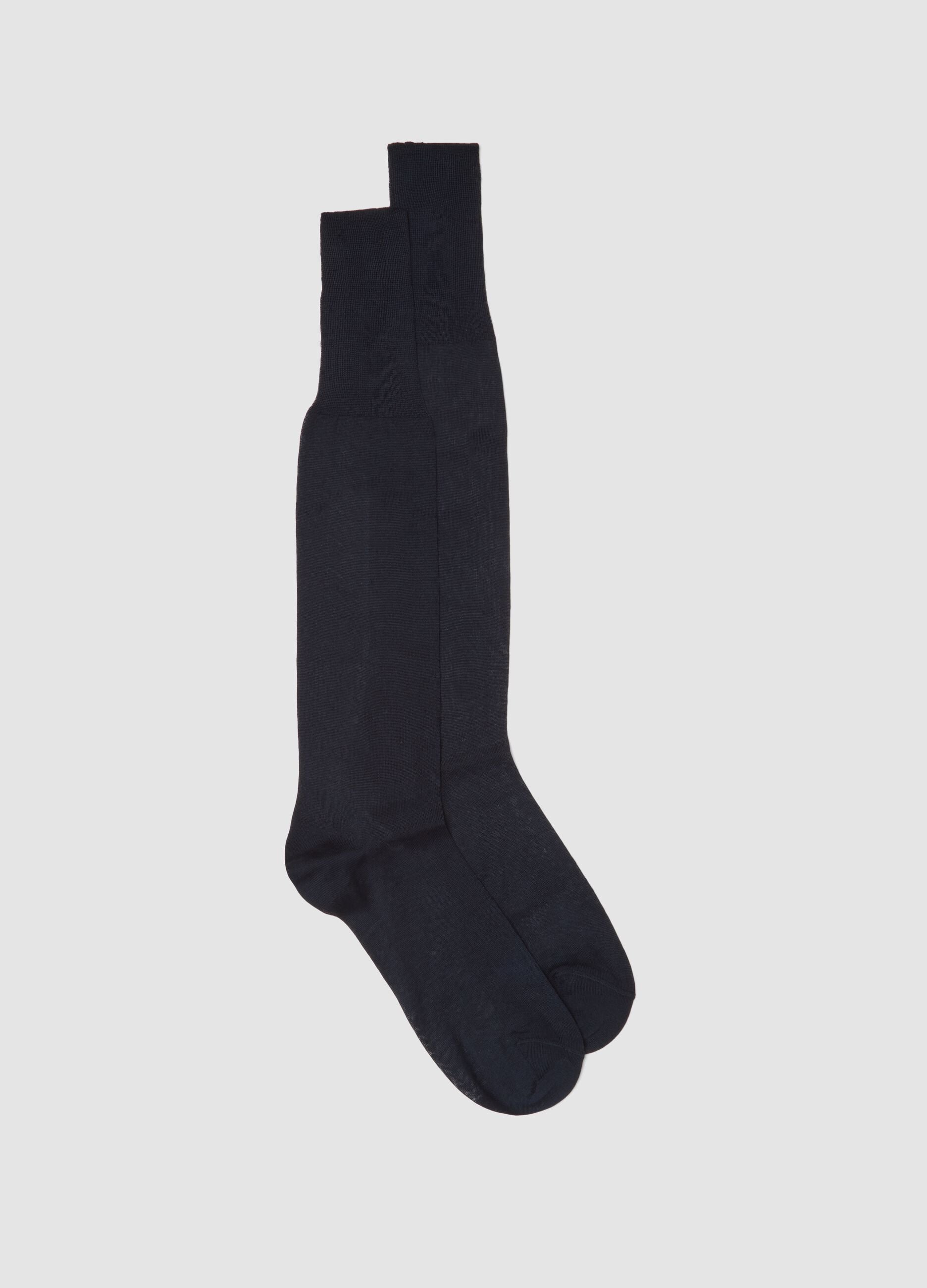 Blue long socks in pure cotton