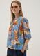 Blaue Bluse mit Blumenmuster aus reiner Baumwolle_0