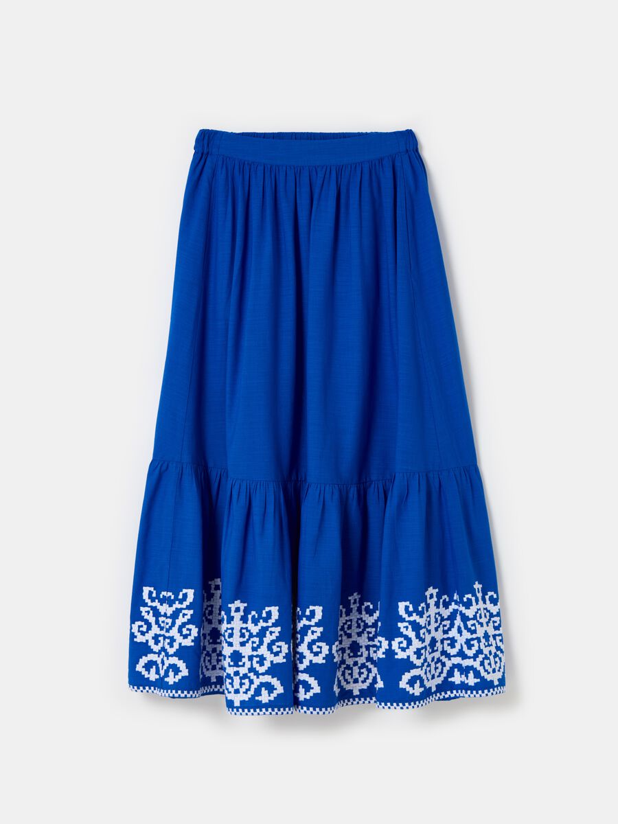 Long skirt with ethnic embroidery flounce_3