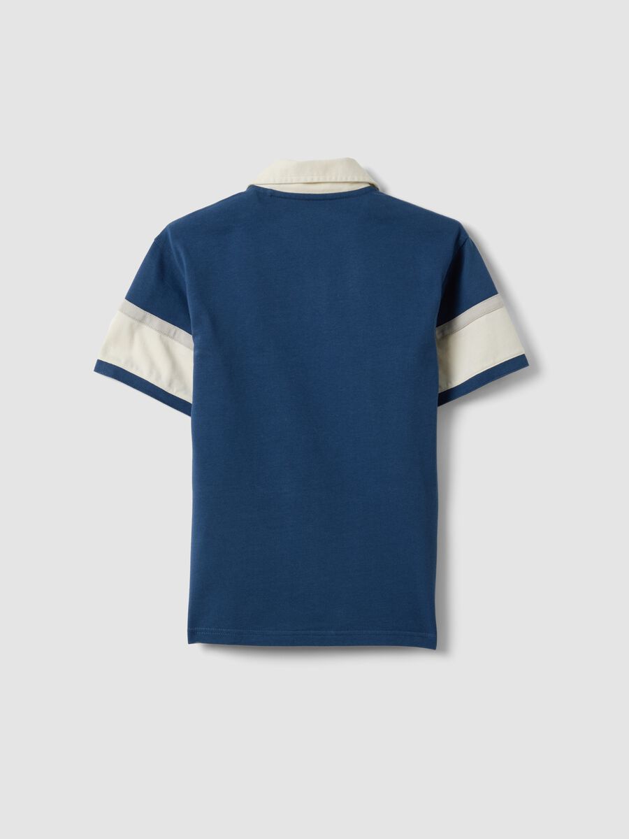 Polo azul de algod&oacute;n puro de manga corta_4
