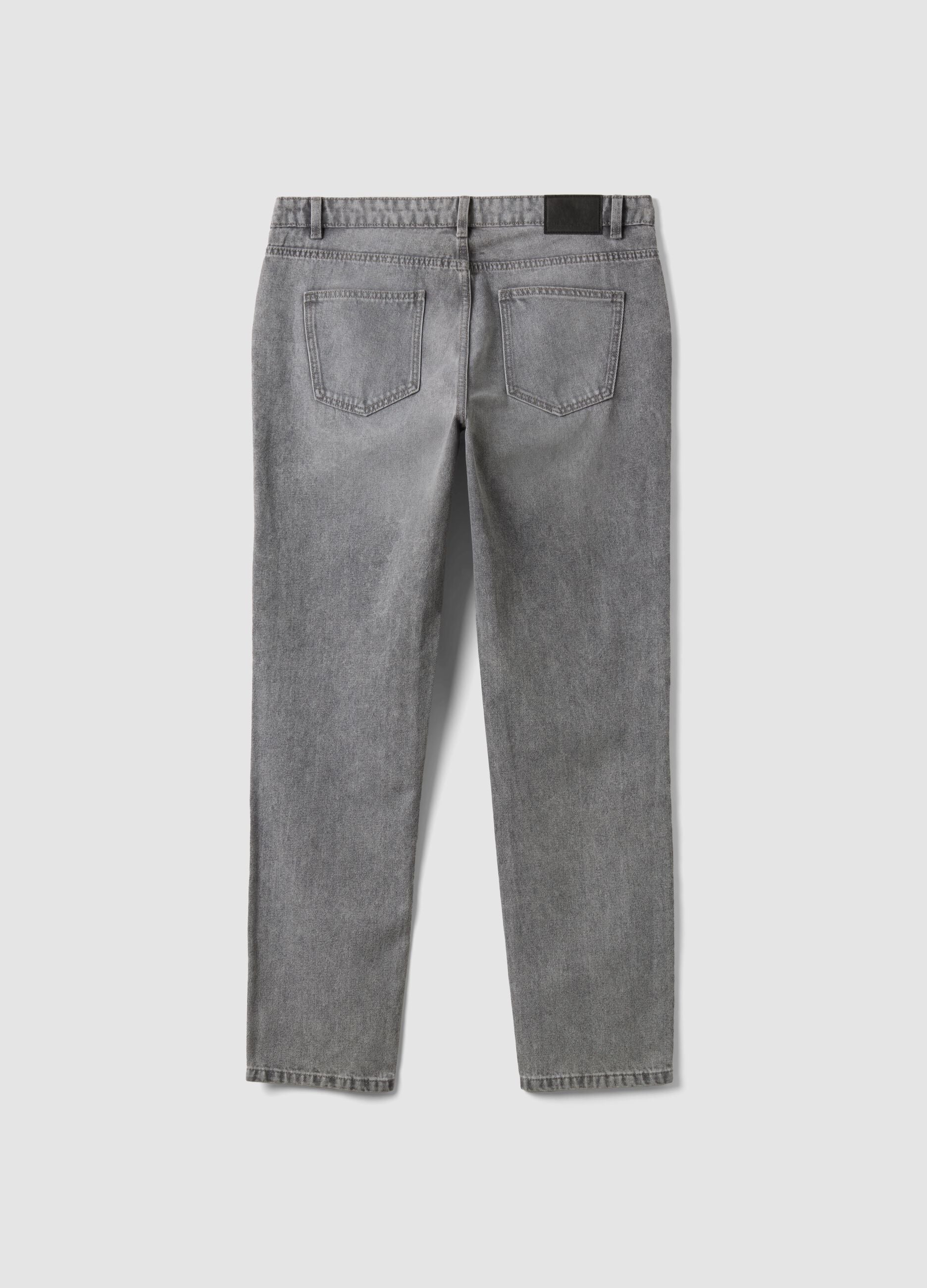 Grey slim-fit jeans in cotton and viscose blend