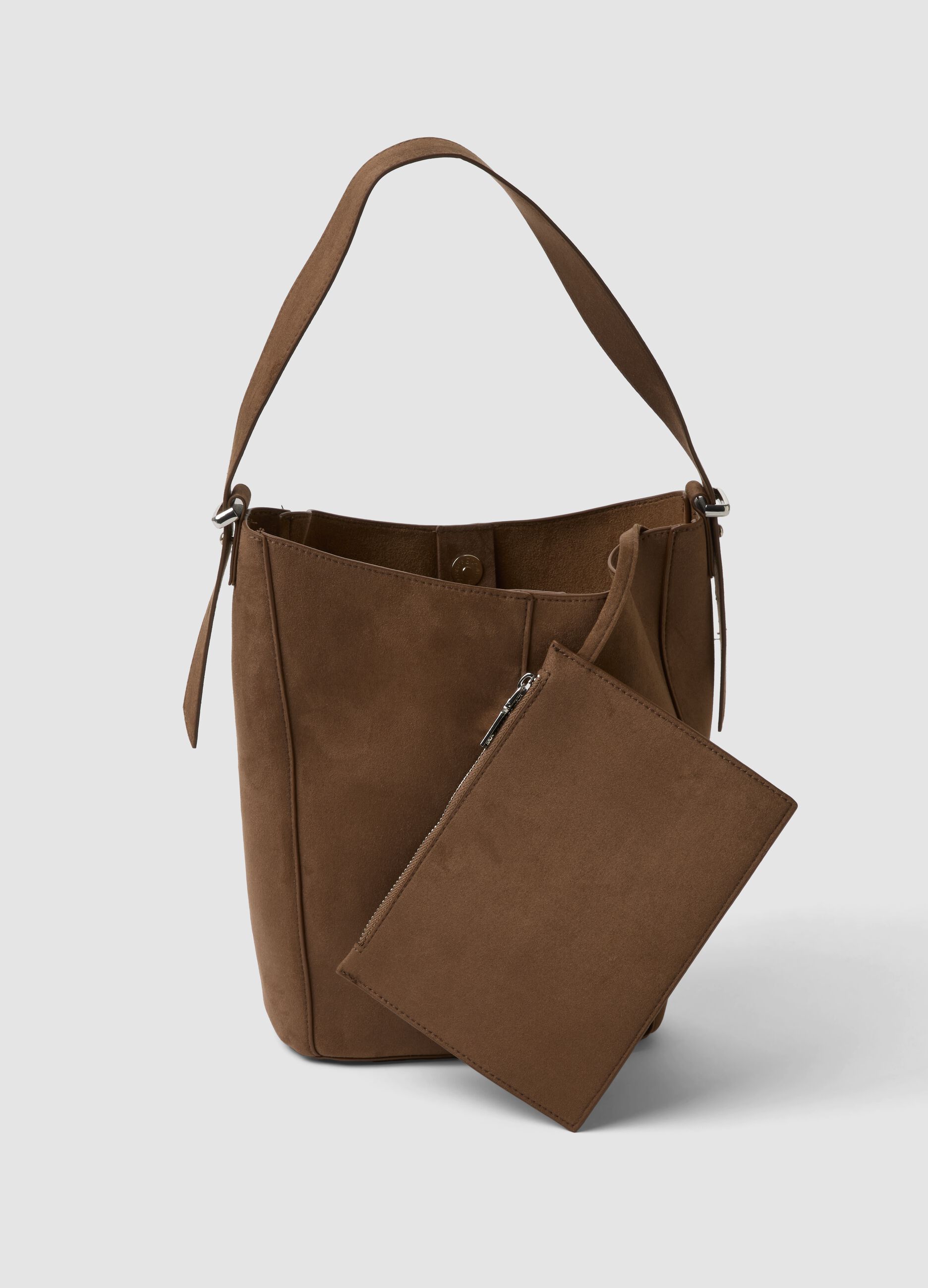 Brown stretch-fabric shoulder bag