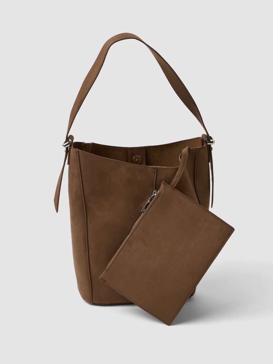 Brown stretch-fabric shoulder bag_1