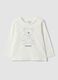 White pure organic cotton T-shirt with teddy bear print for baby girl_0