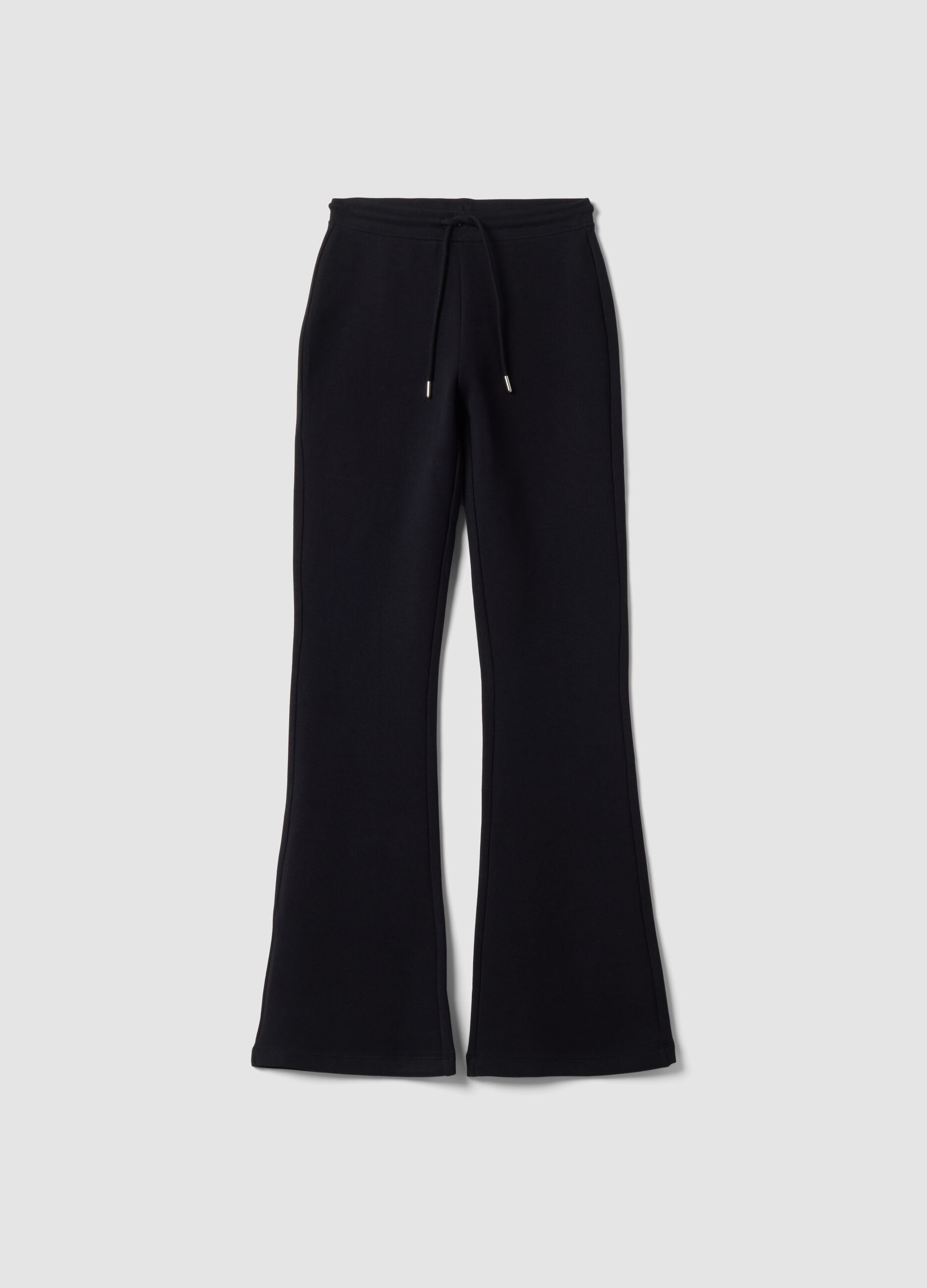 Blaue Flare-Jogger aus elastischer Bio-Baumwolle