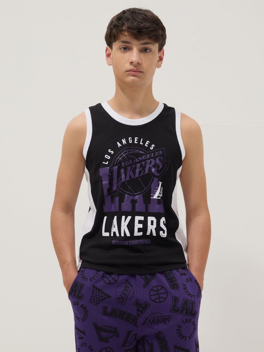 Schwarzes Tanktop aus reiner Baumwolle_0
