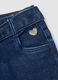 Jeans blu in cotone elasticizzato wide leg con cintura_3