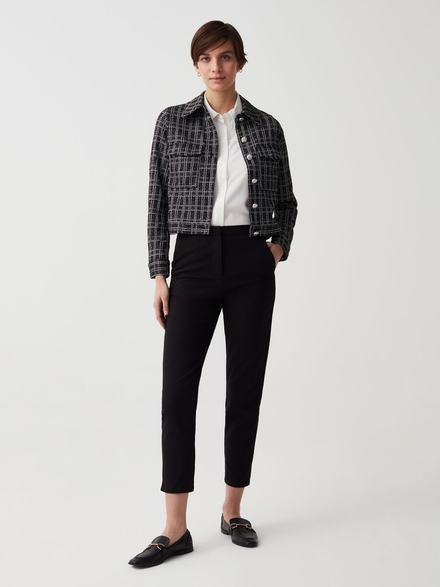 Cropped stretch cigarette trousers_0