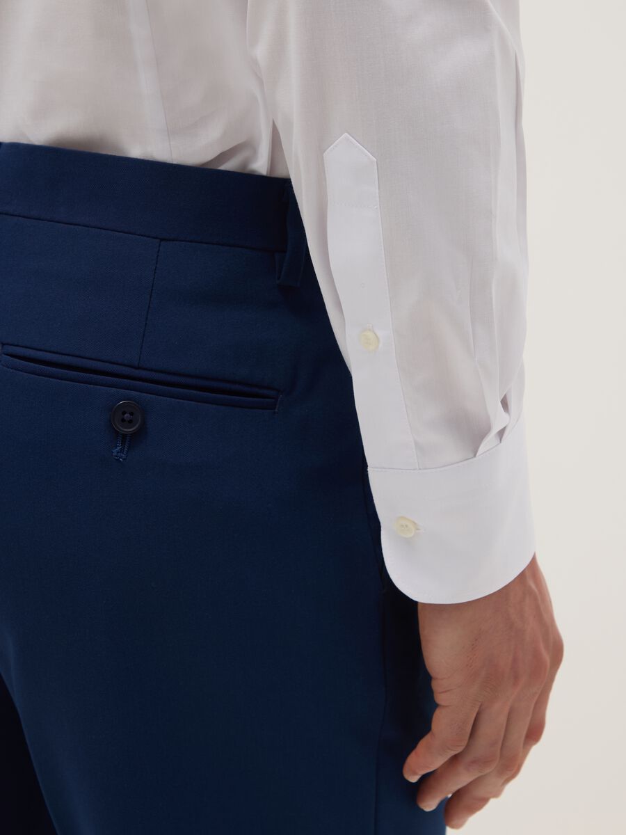 White cotton blend slim fit shirt_3