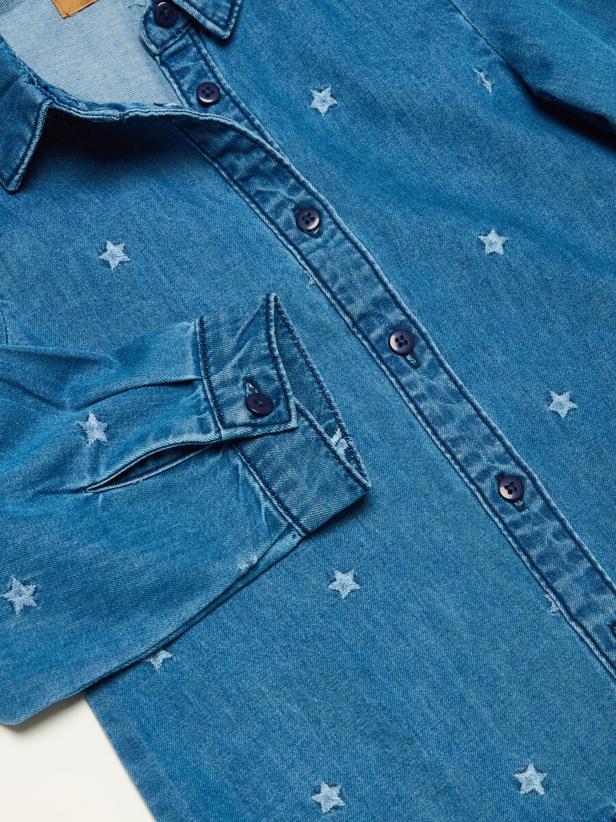 Denim shirt with stars embroidery_2