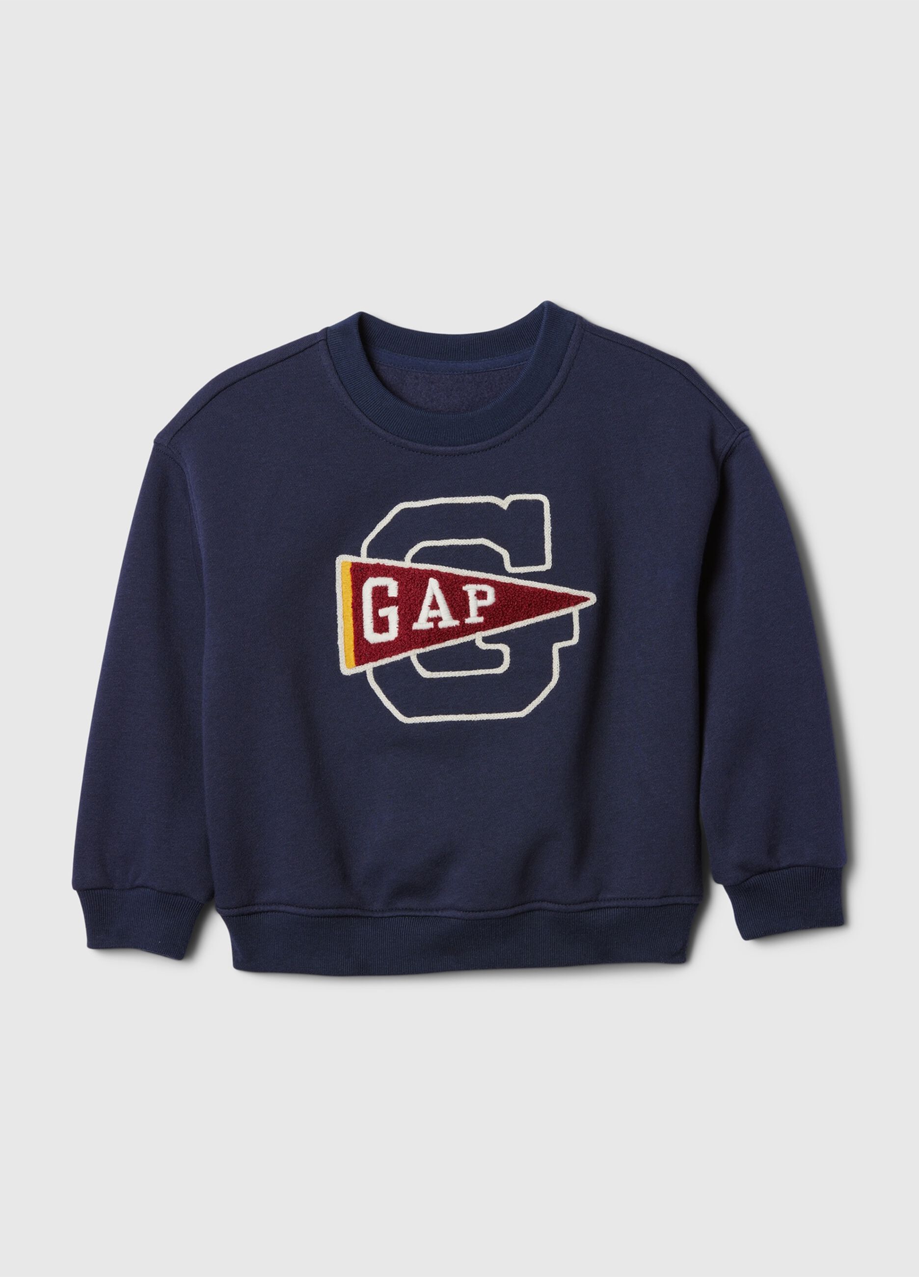 Cotton sweatshirt with logo embroidery and small flag