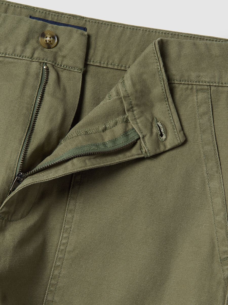 Green Cotton and Linen Trousers Regular Fit_1