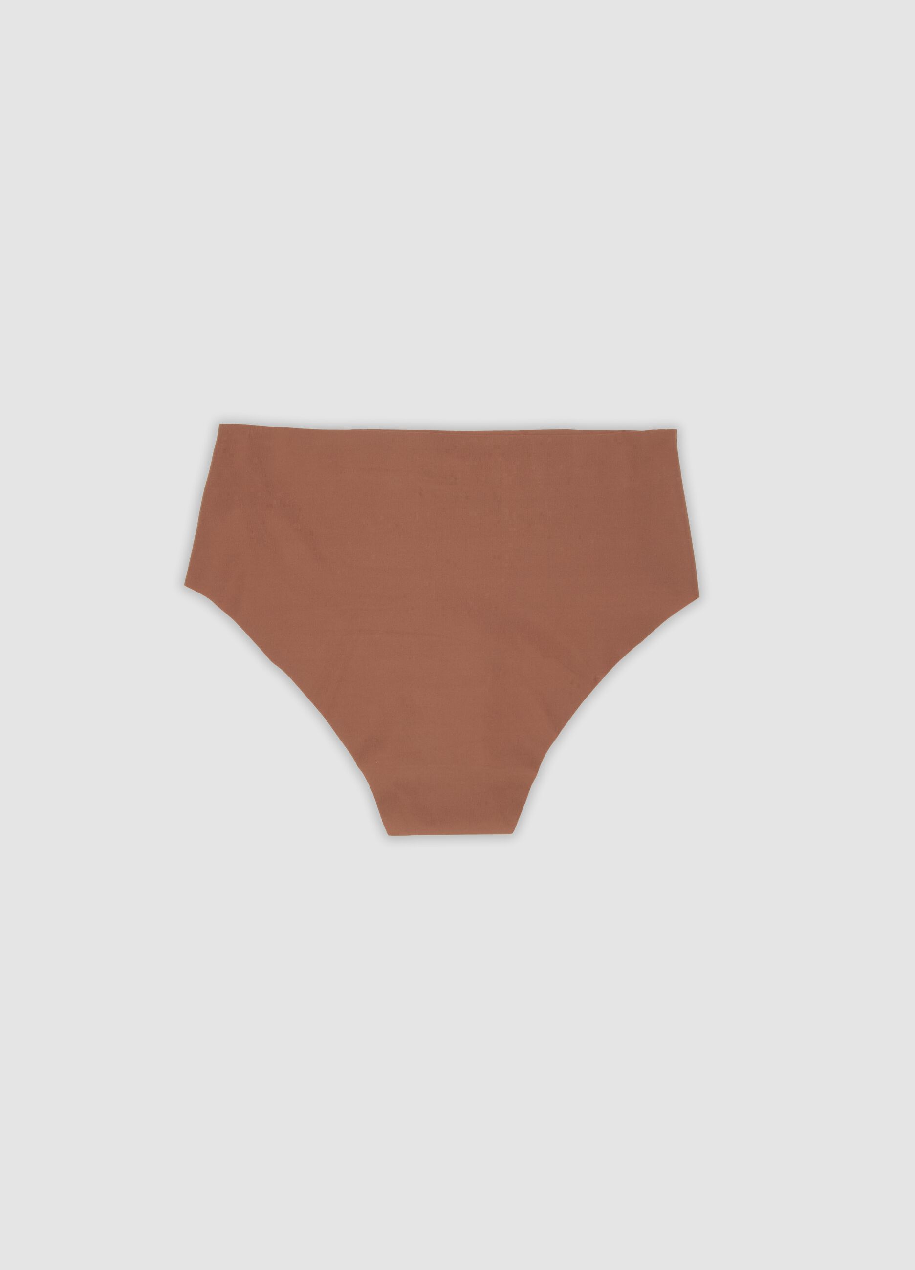 Brown regular-waist stretch microfibre hipster briefs