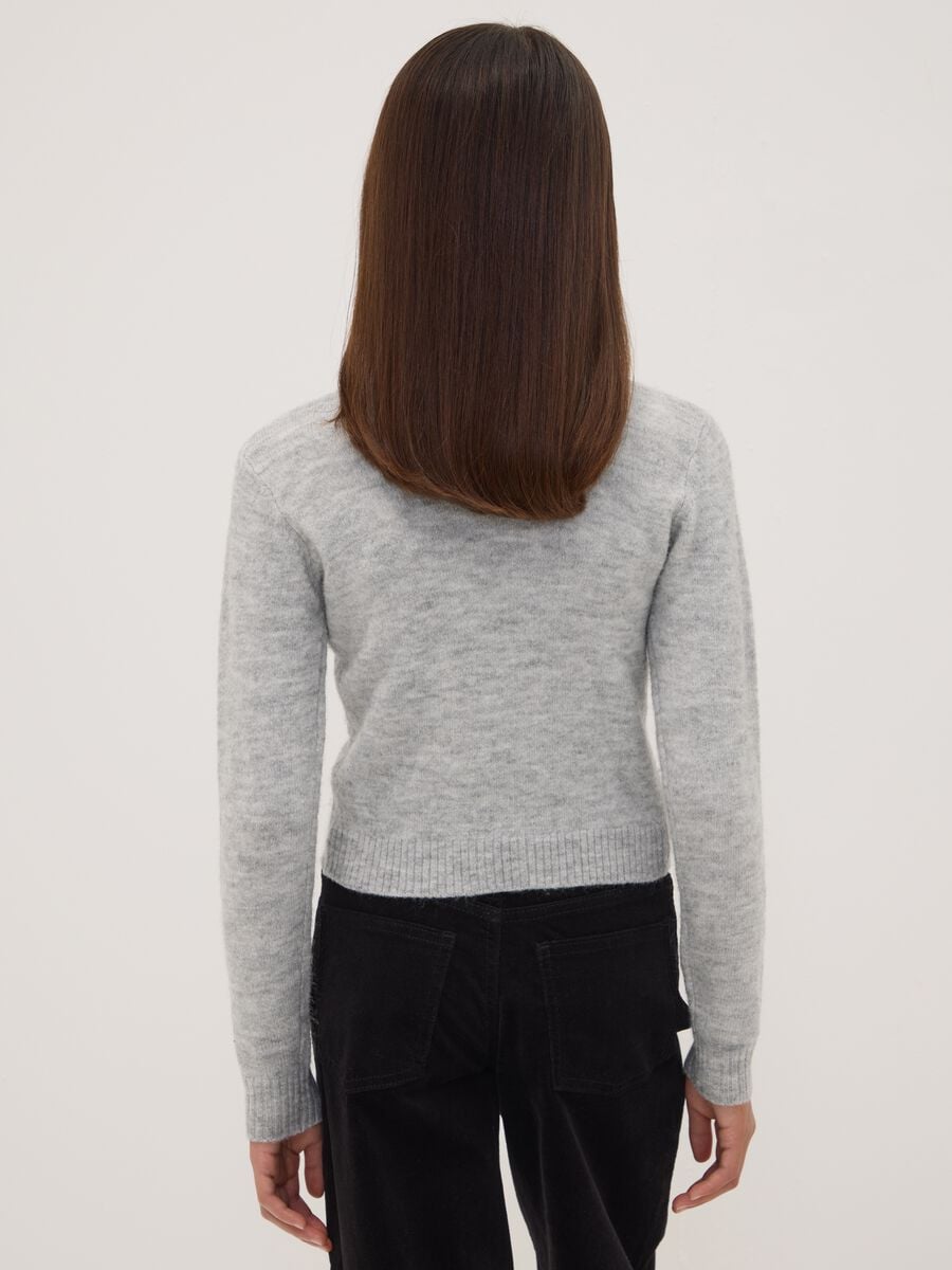 Grey marl stretch wool cardigan, regular fit_2