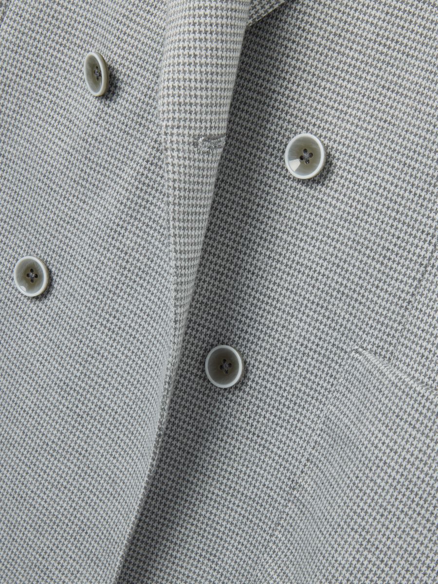 Slim fit checked cotton blend blazer with buttons_7