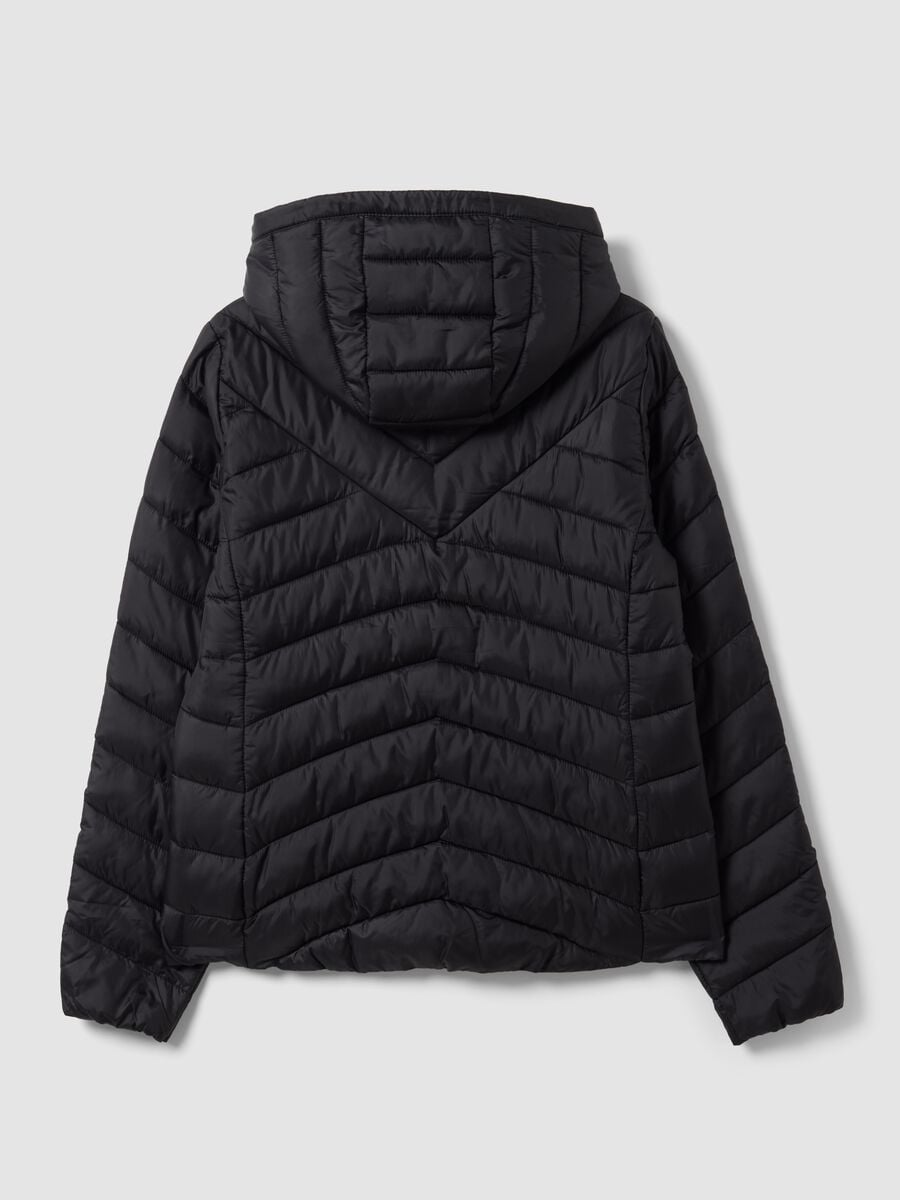 Black Ultralight Quilted Jacket with Hood and Zip_5