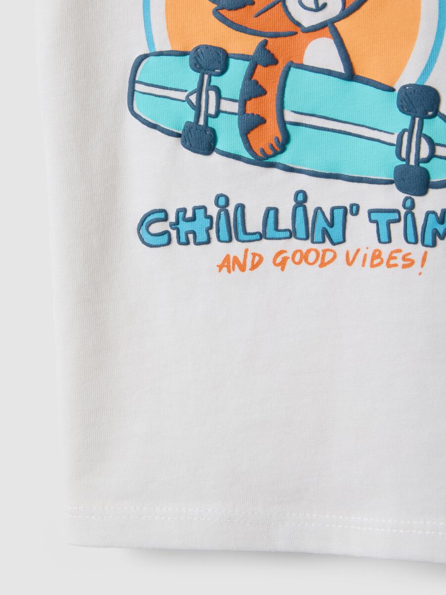 White pure cotton children's t-shirt regular fit with tiger rider_3