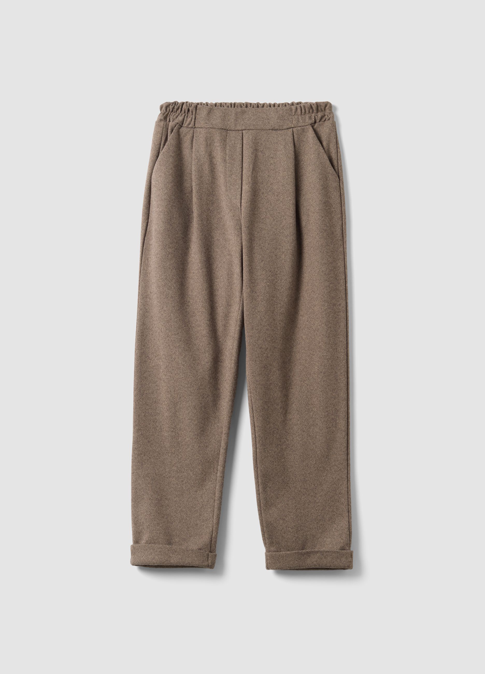 Pantaloni marroni regular fit con motivo chevron