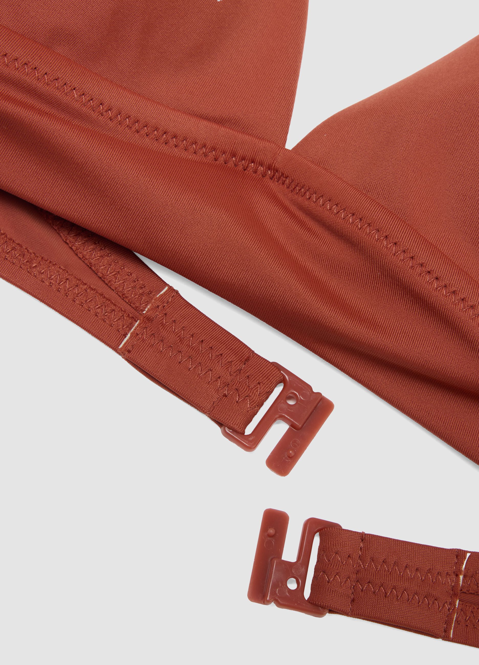 Orange stretch bikini top with removable padding