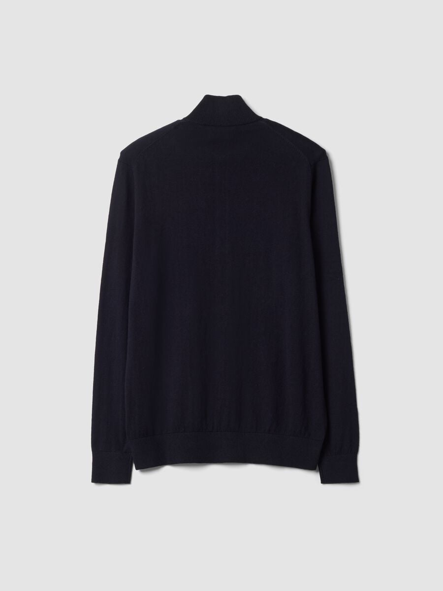 Blue cotton and cashmere blend jumper with collar_2