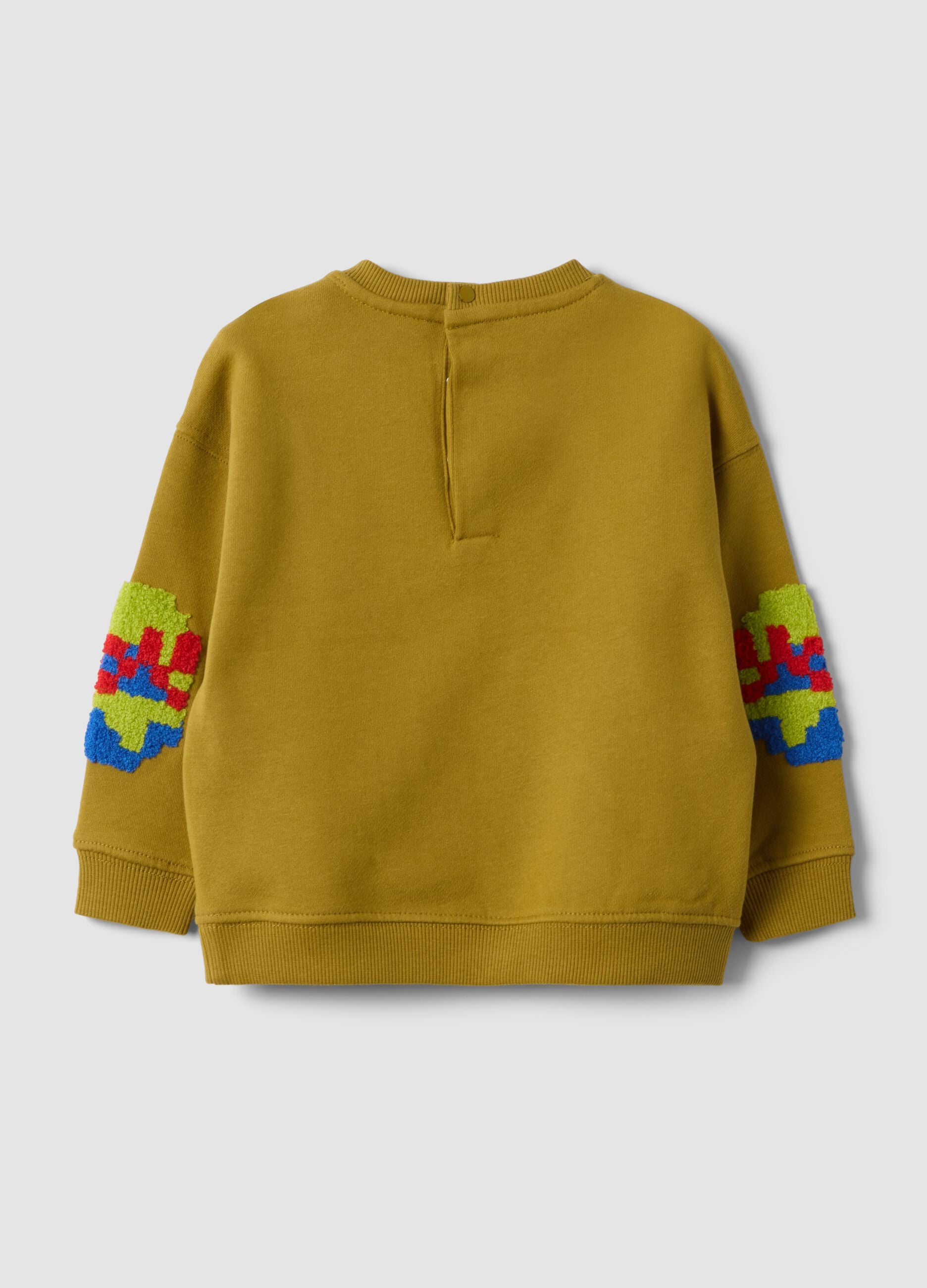 Ecru crew-neck sweatshirt in pure organic cotton