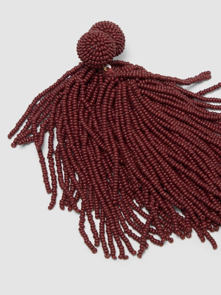 Drop Earrings with Brown Glass Beads_1