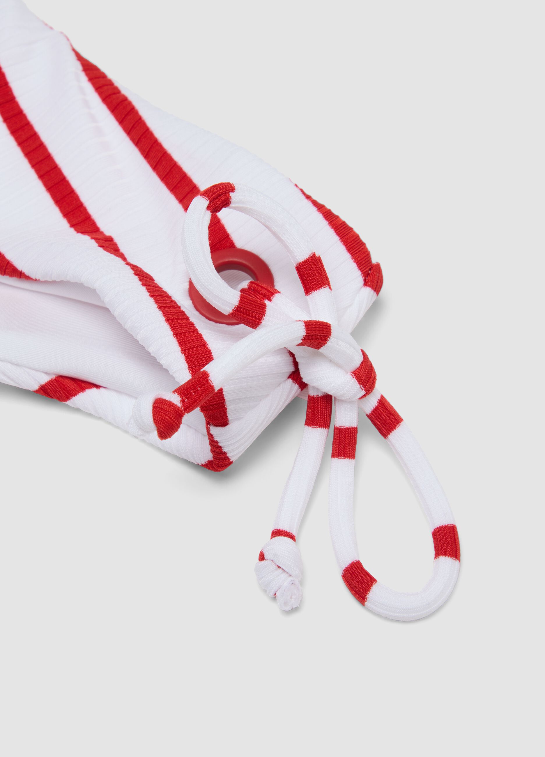 Red striped stretch bikini bottoms