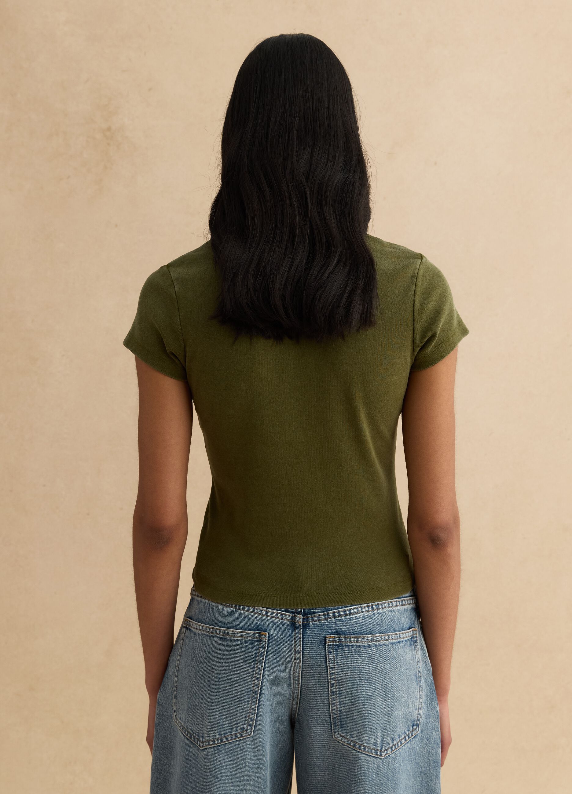 Gr&uuml;nes T-Shirt aus elastischer Baumwolle