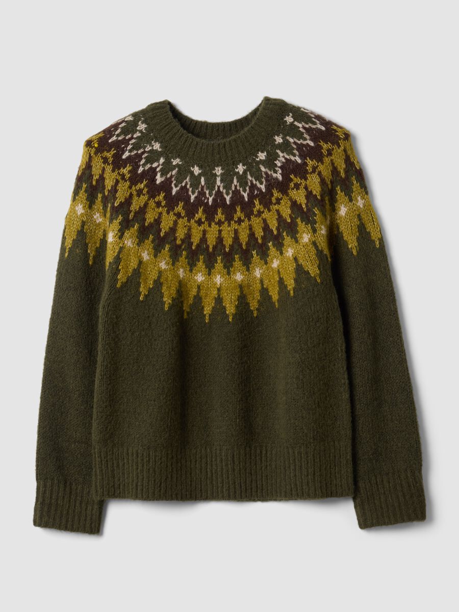 Maglia verde jacquard girocollo_4