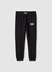 Black Cotton Blend Regular Fit Jogger Pants with Everlast Logo_0