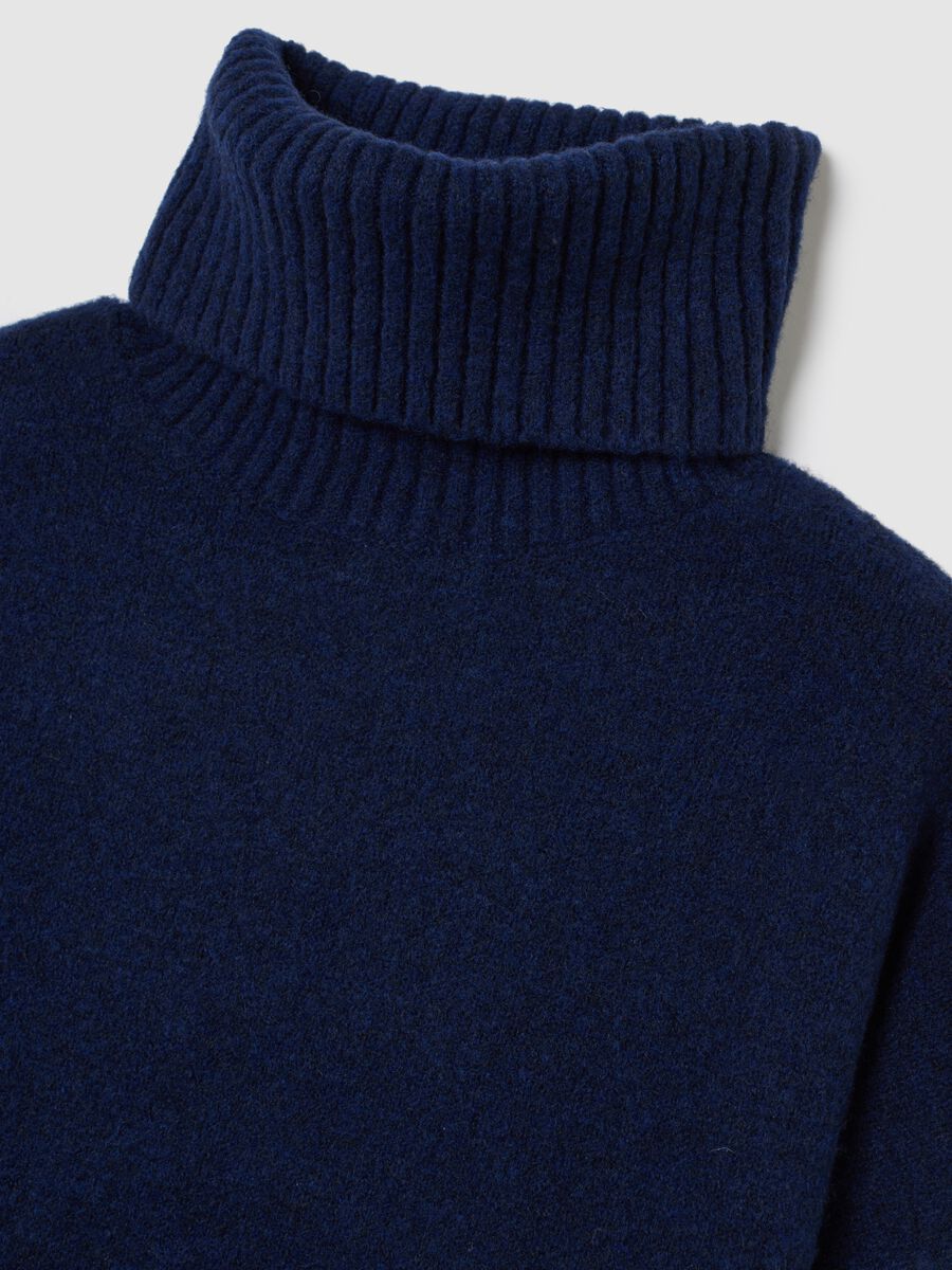 Blue Turtleneck Regular Fit Sweater_5