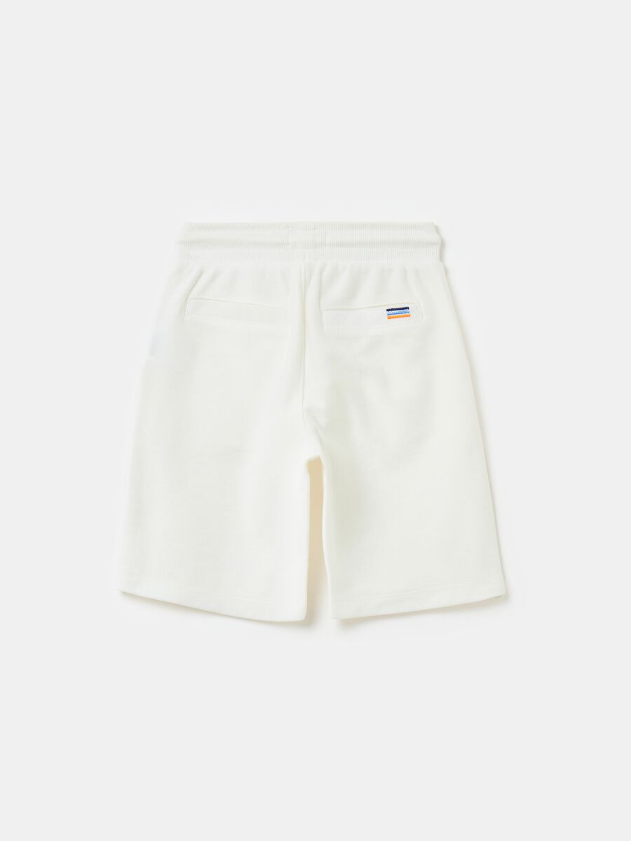 Cotton Bermuda shorts with striped weave_1