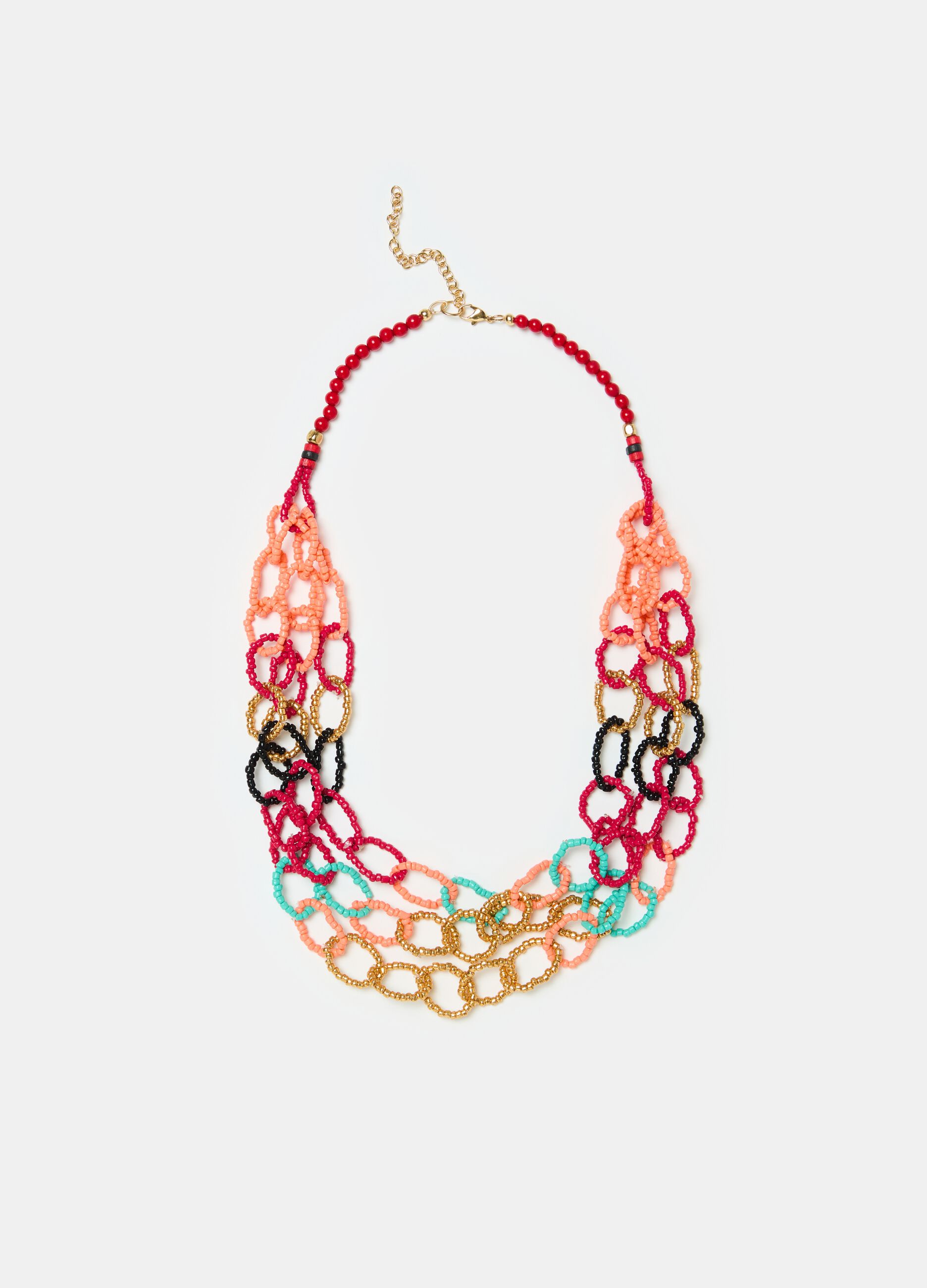 Chain necklace with multicoloured beads