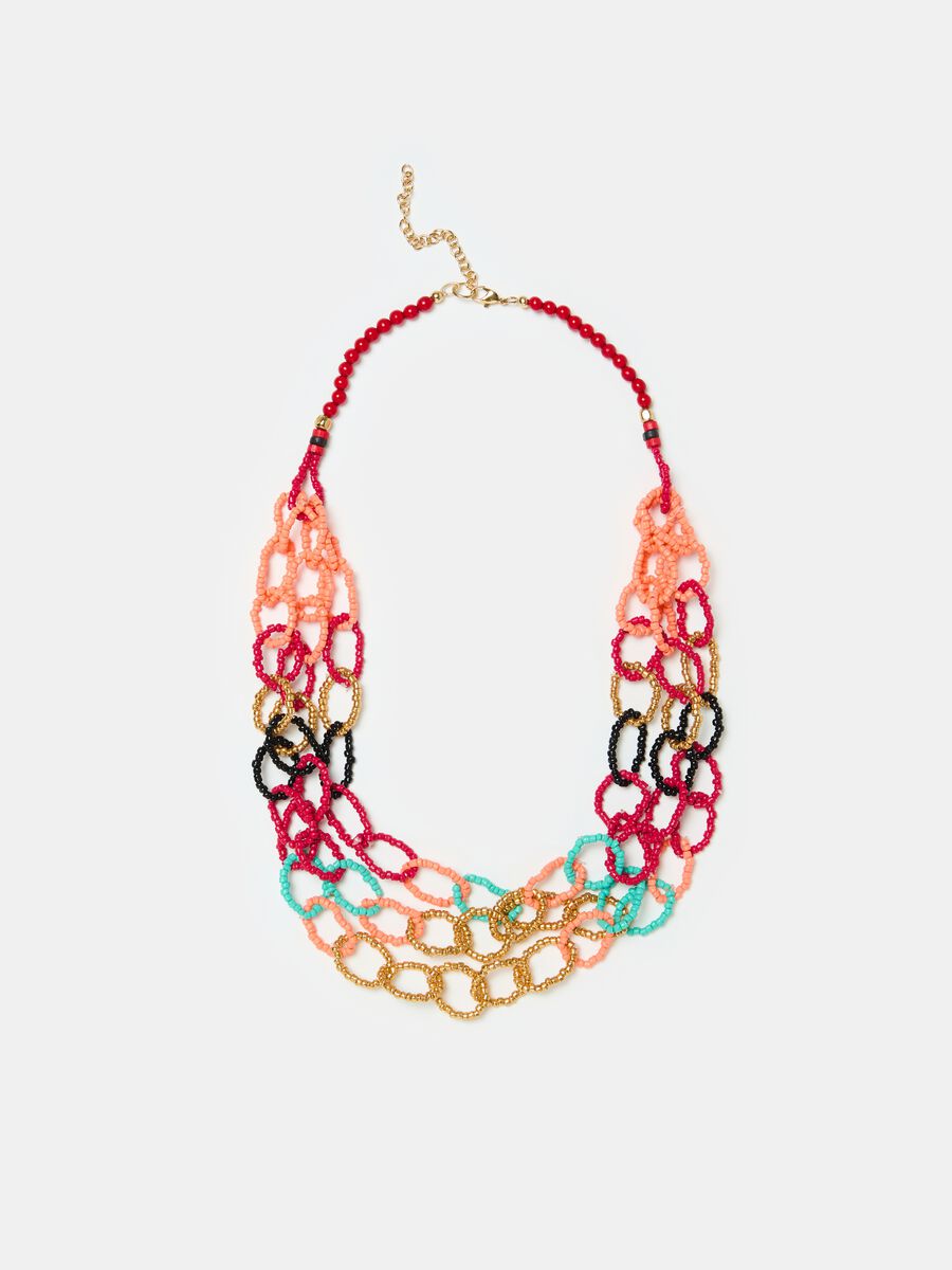Chain necklace with multicoloured beads_0