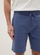 Blue cotton blend regular fit shorts_3