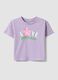 Girls' regular fit purple pure cotton T-shirt with print_0