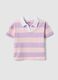 Multicoloured striped pure cotton oversized fit polo for girls_0
